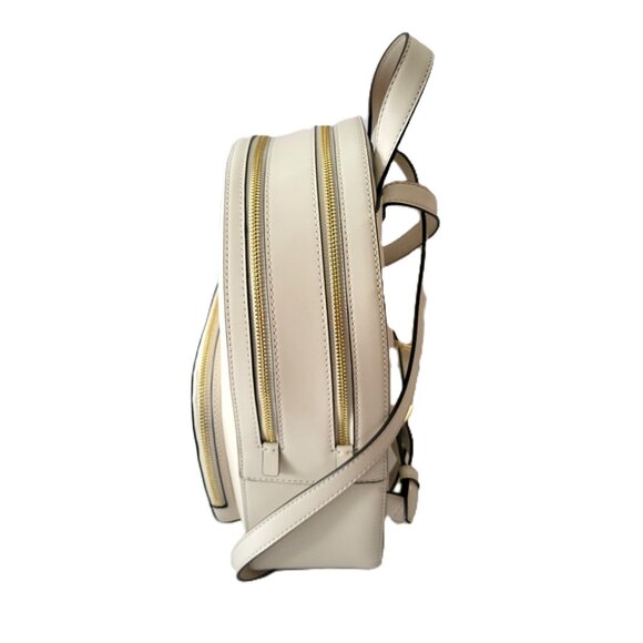 Michael Kors Jaycee Medium Zip Pocket Backpack Light Cream Leather - Picture 3 of 8